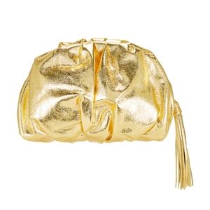 Ruched Clutch in Solid Gold